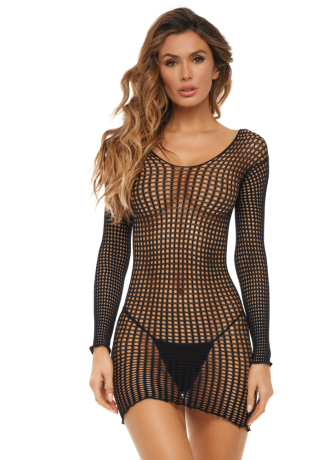 Robe résille fantaisie noir - REN7107-BLK